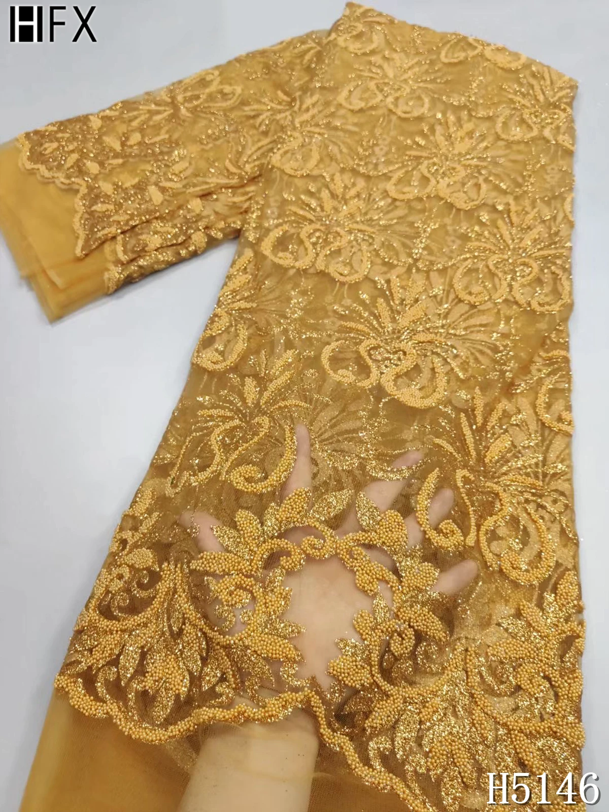 Новое поступление африканская кружевная ткань HFX блестки бисерная сетка кружево