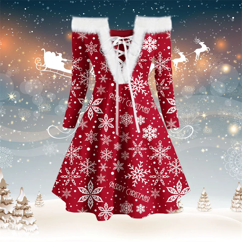 Женское осенне-зимнее платье на шнуровке с длинным рукавом платье-трапеция