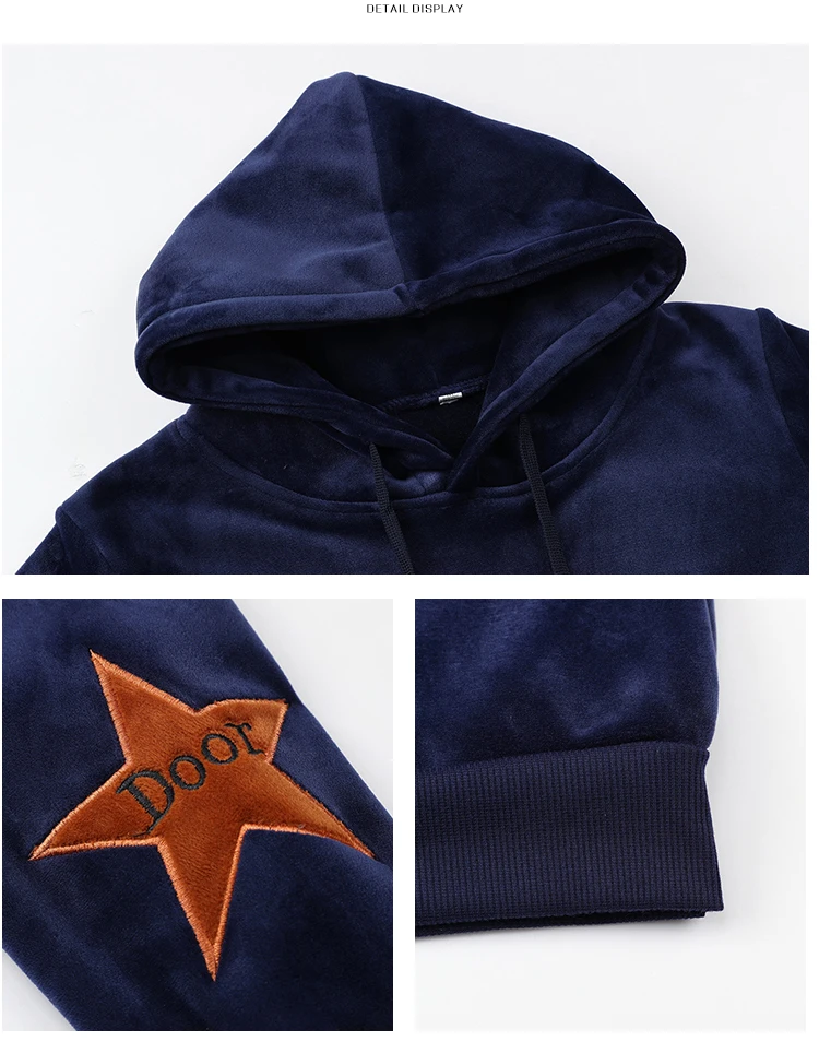 Женский бархатный спортивный костюм теплый пуловер с вышивкой Толстовка и штаны