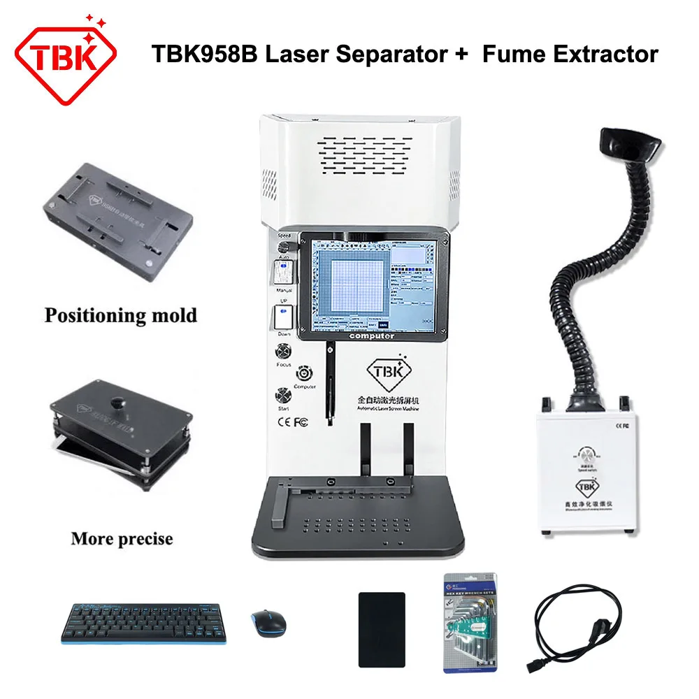 

Лазерная гравировальная машина TBK 958B с экстрактором для ремонта телефонов iPhone 12pro Max X XR 8G 8Plus, отделение заднего стекла