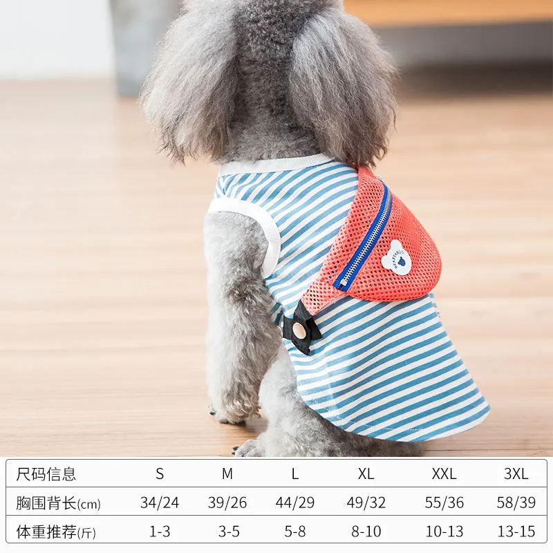 

Blue Stripe Small Dog Cooling Harness Vest Service Swimming Cheap Dog Clothes Summer Ropa Para Perros Puppy Supplies KK60GY