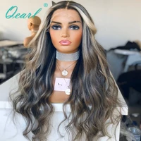 real human hair full lace wig natural loose wave lace front wig pre plucked 13x6 grey blonde highlights 180 remy hair qearl