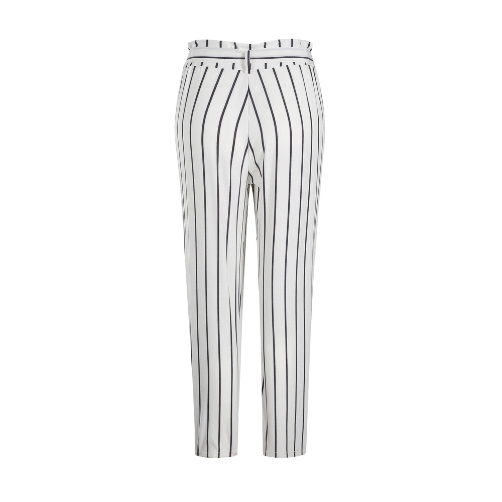 JAYCOSIN Pinstripe женские длинные джинсы с завязкой высокой талией брюки стрейч со