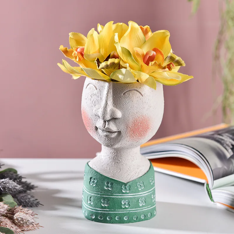 

plant pots decorative art portrait sculpture flower pot balcony garden decoration dried flower vase resin decorative ornaments