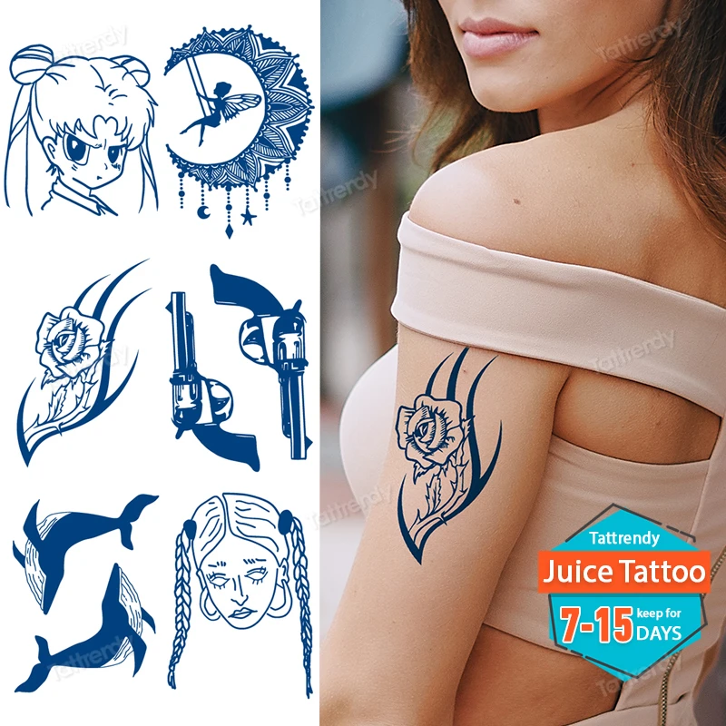 

Татуировка с эффектом сока, натуральные чернила, тело, живопись, Временный ремешок, руки, запястье, Сексуальная Татуировка для женщин и мужч...