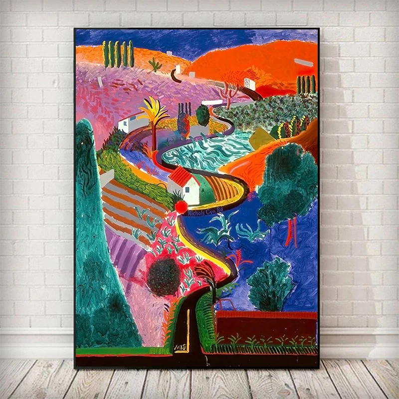 

David Hockney Mulholland Drive Poster Landscape Canvas Painting Wall Art Print Picture for Living Room Modern Home Decor Cuadros