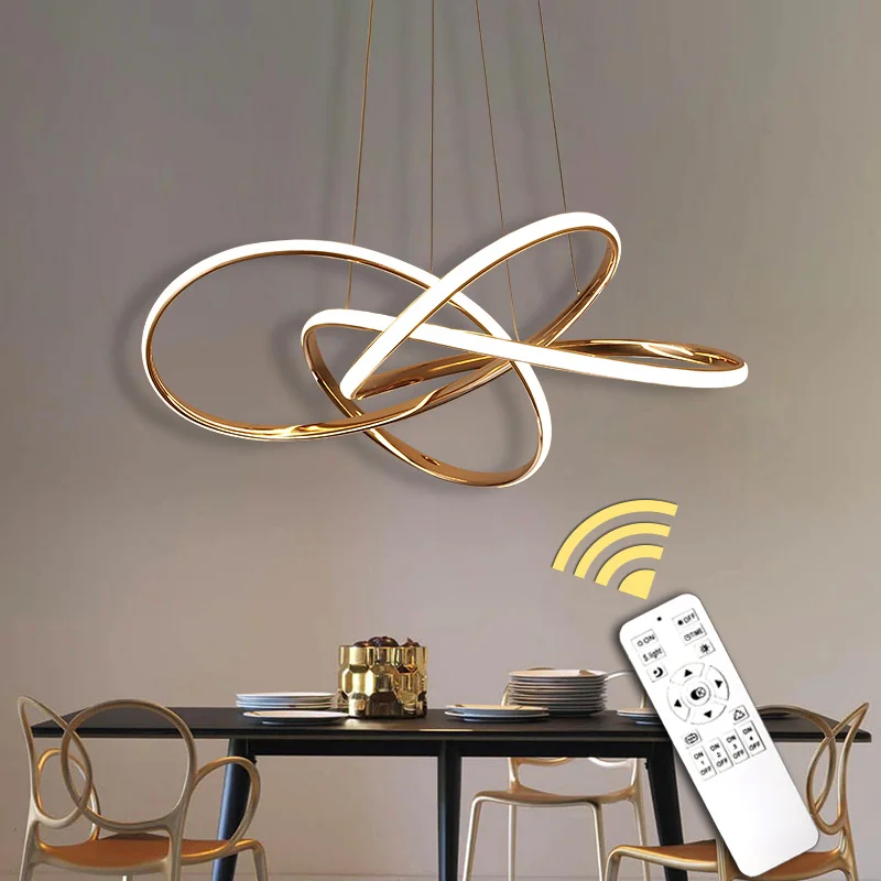 

New Arrival Modern Chandelier Gold Gray Chrome LED Hanging Lamps For Bedroom Hotel Bar Indoor Lighting Phone APP Control Fixture