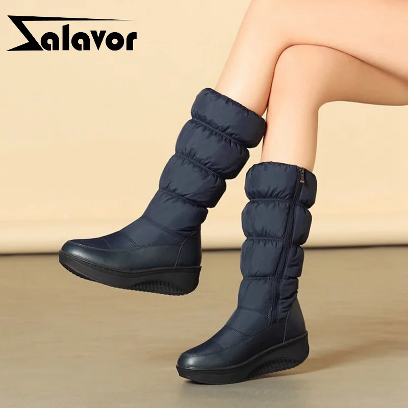 ZALAVOR/Размеры 35-44 зимние сапоги до середины икры с плюшевой подкладкой женская