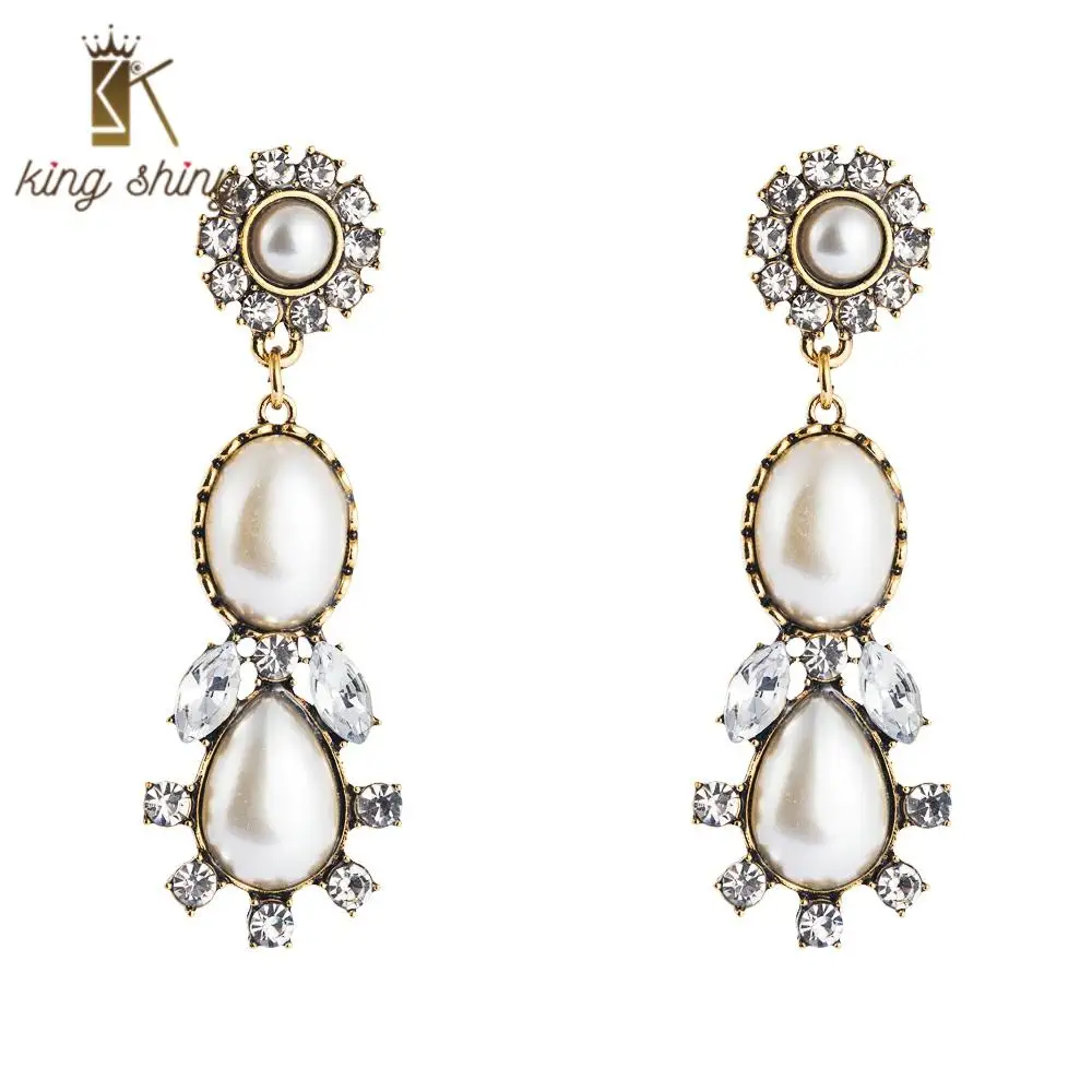 

Vintage Statement Earrings for Woman Geometric Oval Beads Shiny Crystal Drop Earrings Bijoux Geometric Pendientes Dangle Earring