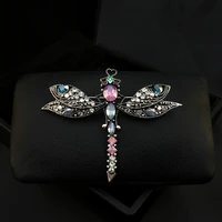 retro dragonfly brooches for women suit breastpin men badge luxury insect brooch pin rhinestone jewelry banquet gift accessories
