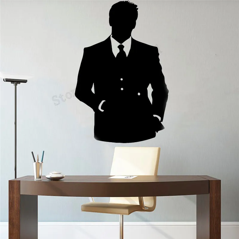 Человек при курении настенный декоративный костюм стена парикмахерской Стикеры