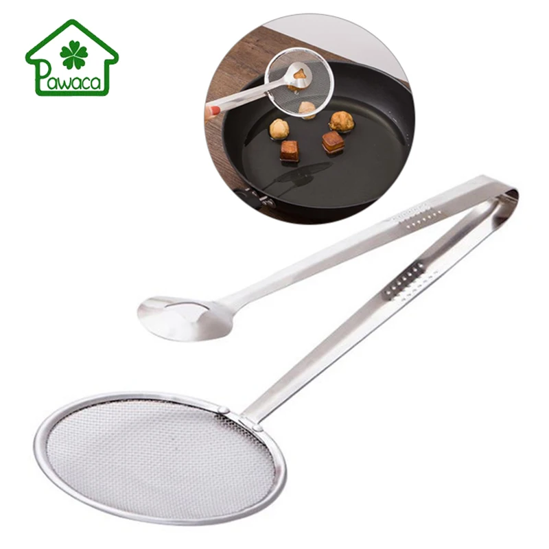 2 в 1 из нержавеющей стали зажим фильтр Многофункциональный кухня масло жарки