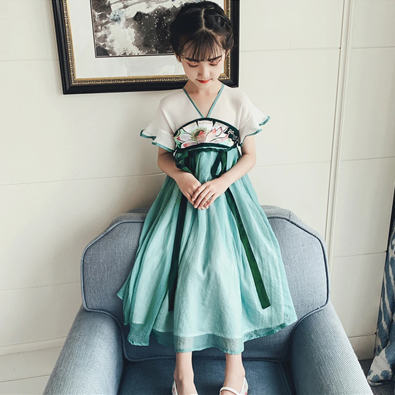 

Summer Children Hanfu Costume Girl Hanfu Tang Dynasty Princess Fairy Show Elegant Costumes