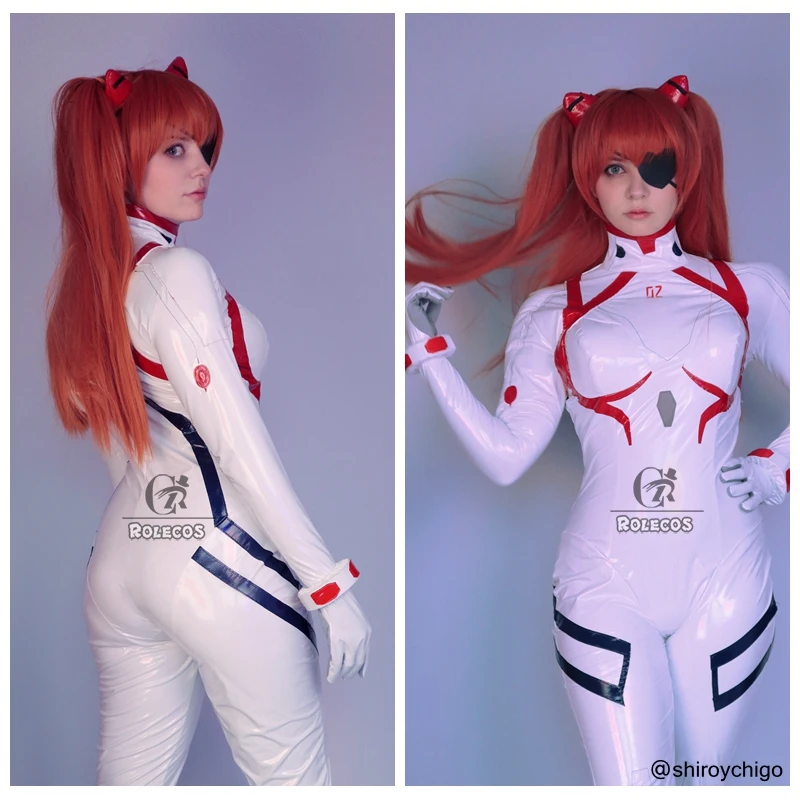 Женский кожаный костюм ROLECOS из аниме ЭВА пикантный для косплея ЕВА АСУКА Лэнгли