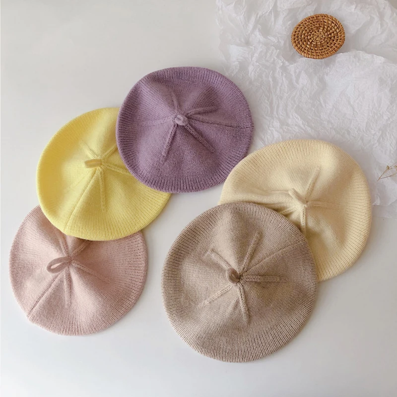 

Fashion Knit Beret Multicolor Children Baby Hats Autumn Winter Styling Accessories Hipster Painter Hat For Girls Kids Bonnet