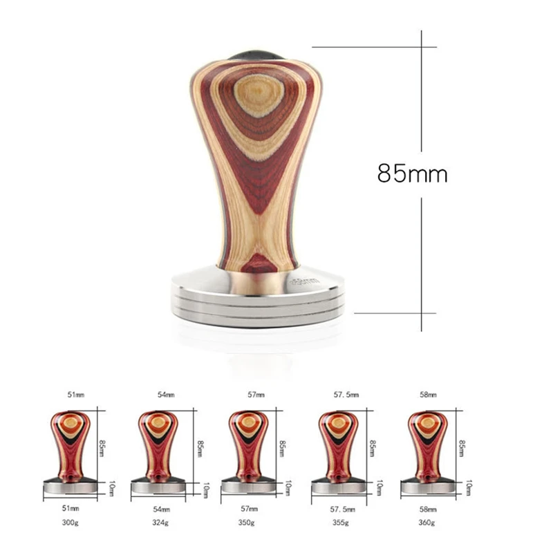 

Coloured Soild Wood Coffee Tamper Flat Base Hammer Stainless Steel Powder Tamper Espresso Accessories