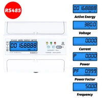 3 phase 4 wire rs485 modbus 380v 100a din rail energy meter digital backlight power factor monitor with voltage current display