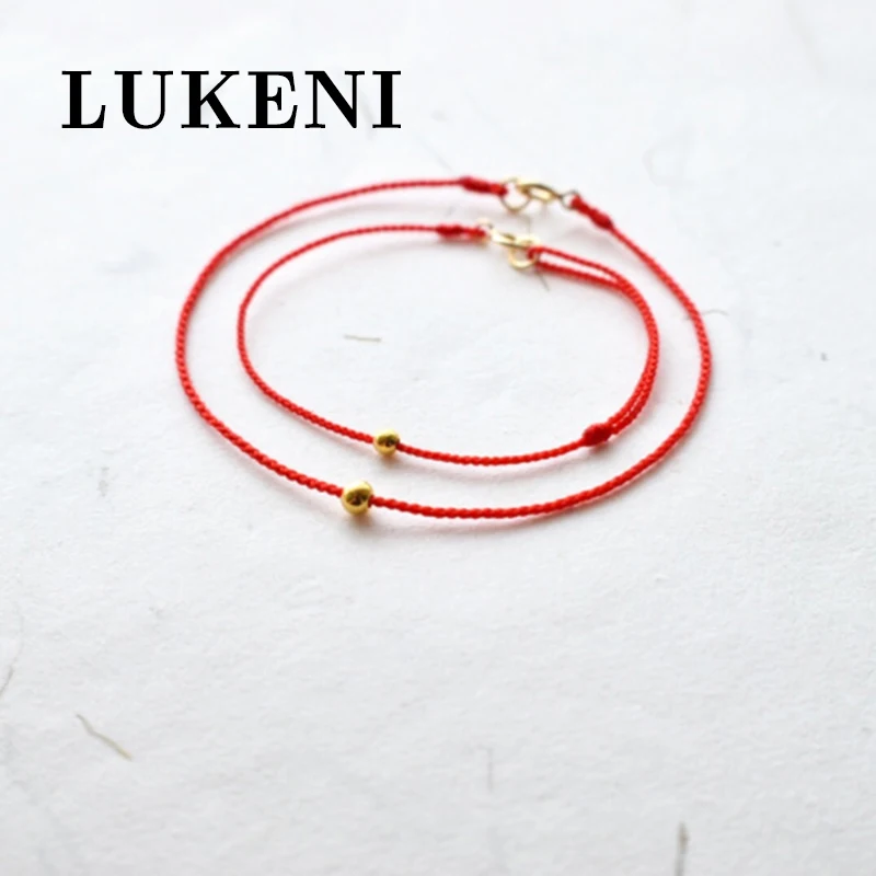 Женский браслет LUKENI 18 К Золотая Хвостовая Пряжка 24 золотые бусины ручная работа