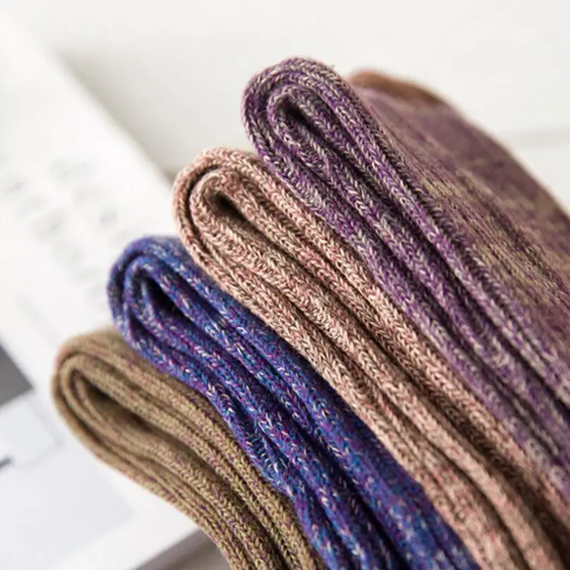 Thick Cotton Socks for Women Lace Cuff Ribbed Marled Yarn Multi Winter Ankle Socks Warm Crew Sock 5Pairs/ Lot