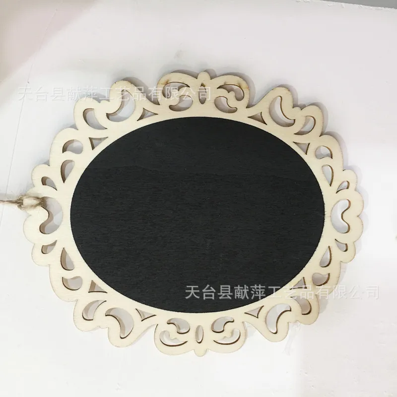 

Wooden Crafts Hollow Radium Silk Lace Small Blackboard Stickers Hanging Wedding Decoration Tag Wall Hanging