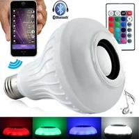 smart e27 rgb music bluetooth speaker led bulb 12w music player dimmable wireless led light with 24 key remote control