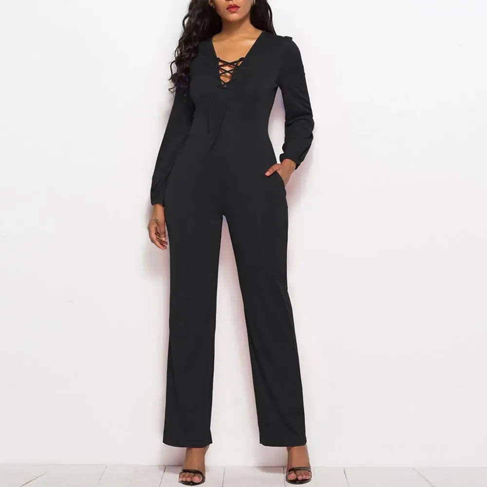 Женский эластичный комбинезон с широкими штанинами Модный облегающий высокой