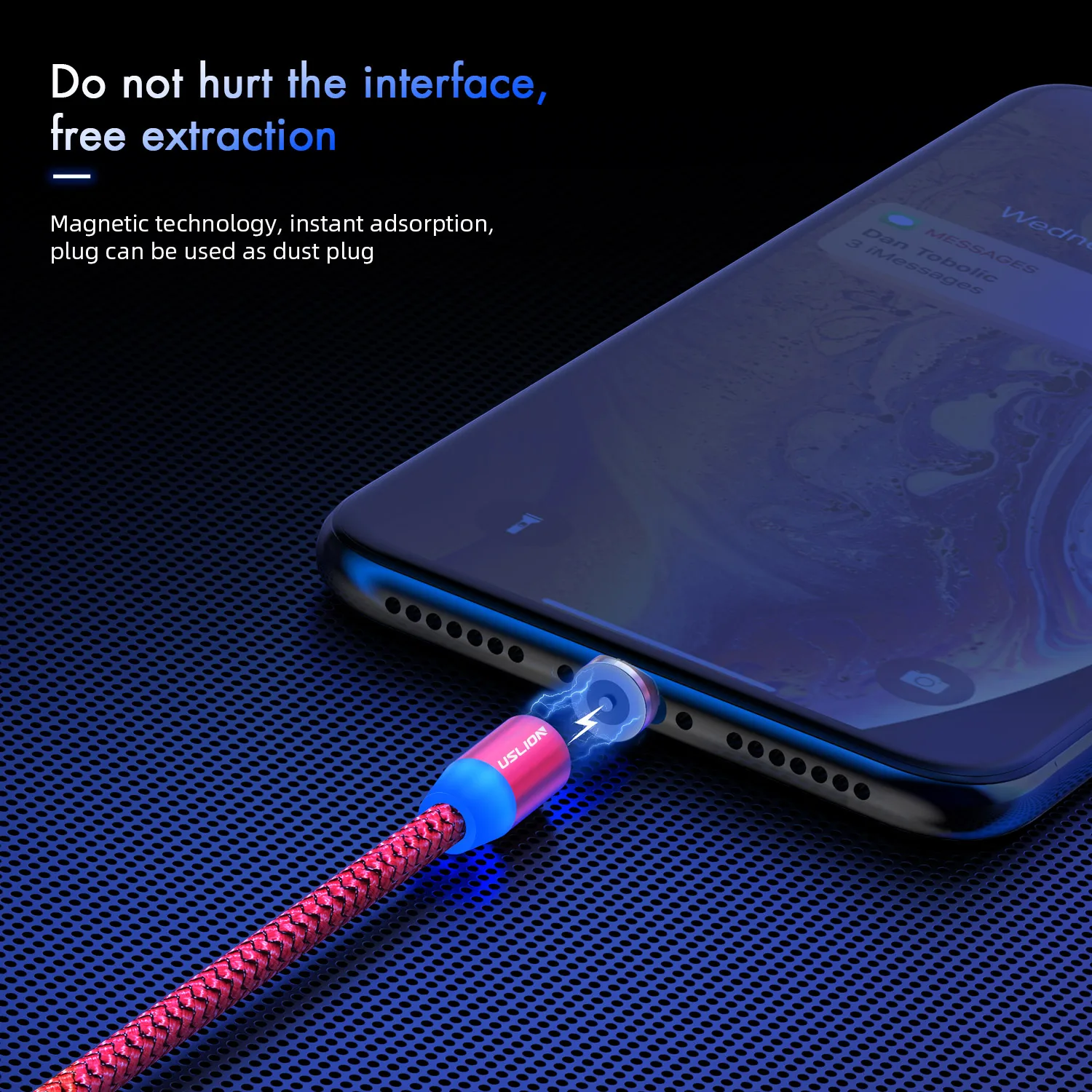 Usb-кабель USLION для быстрой зарядки Магнитный usb-кабель iPhone Type C зарядный кабель Xiaomi