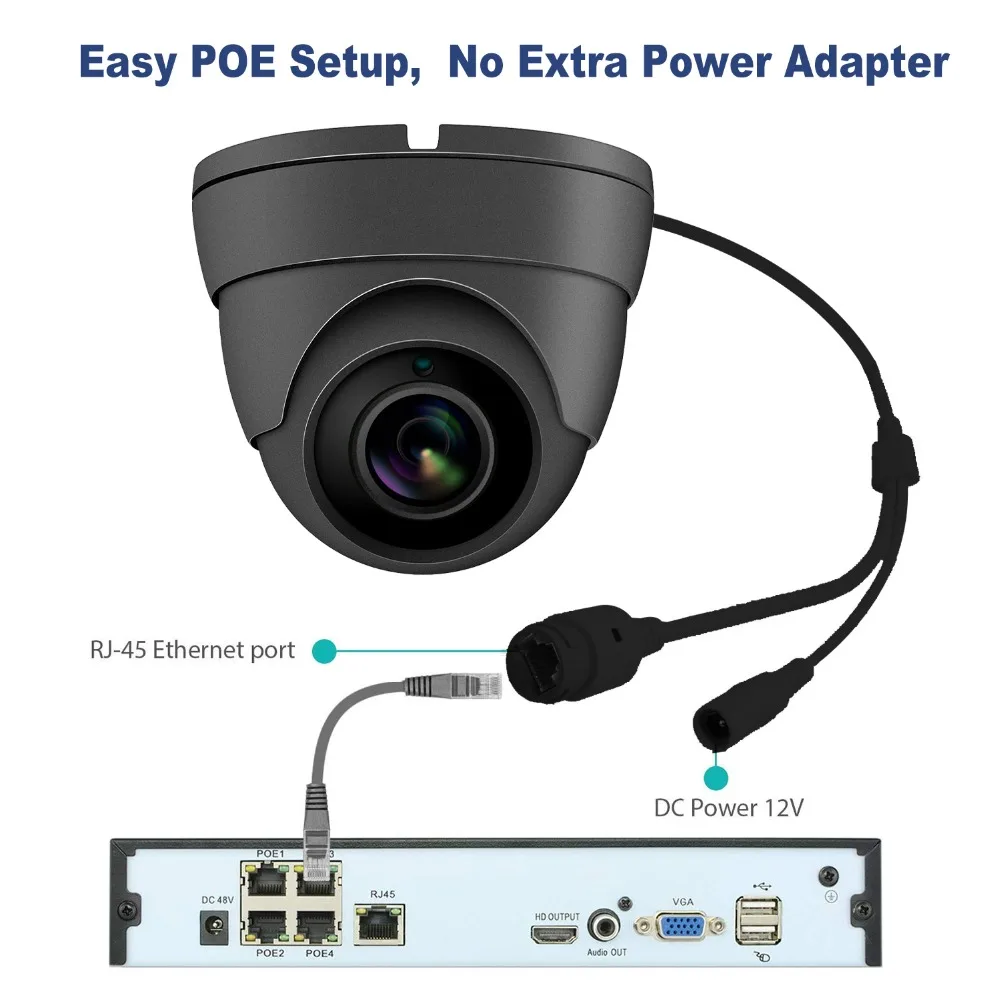 Совместимость Hikvision 5MP IP POE камера наружная/Внутренняя H.265 купольная CCTV сетевая камера широкий угол 2,8 мм 30 м ИК ONVIF