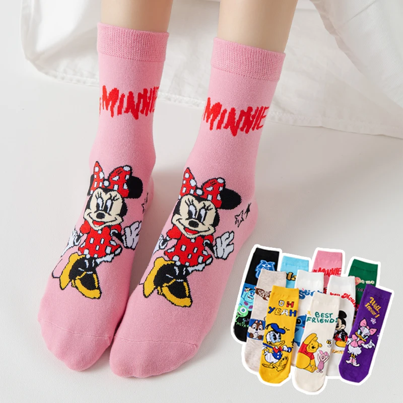 Aliexpress - 3 Pairs Disney Casual Women socks Cute Kawii long socks Cartoon Mickey Minnie Donald Winnie Cotton socks girl socks Size 35-42