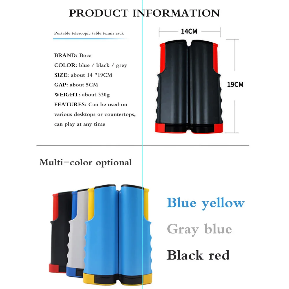 

Portable Ping Pong Net Rack Retractable Table Tennis Net Rack Spring clip design is easy to disassemble Send a table tennis
