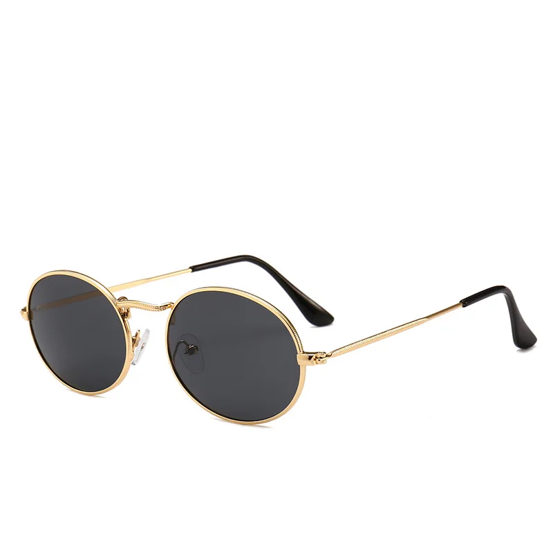C2 Gold Black Ретро маленькие овальные женские солнцезащитные очки мужские очки женские роскошные ретро металлические оправы Солнцезащитные очки винтажное зеркало UV400 oculos de sol - Цвет линз: C2 Gold Black