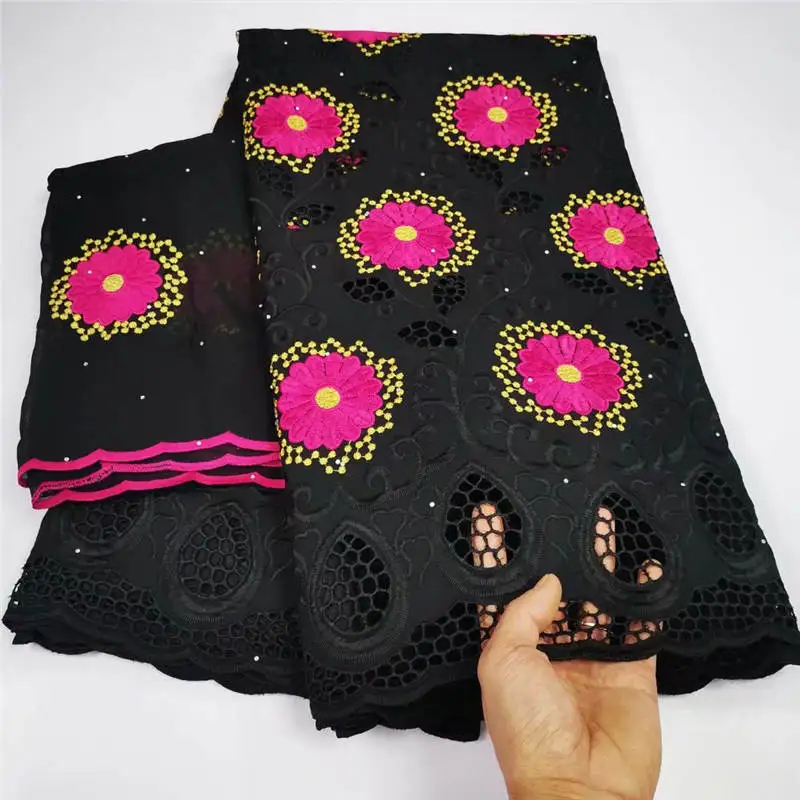 

2021 High Quality African Lace Fabric Cotton Fabric Embroidery Swiss Lace Pure Cotton 5+2Yards Lace Fabric!YL21305
