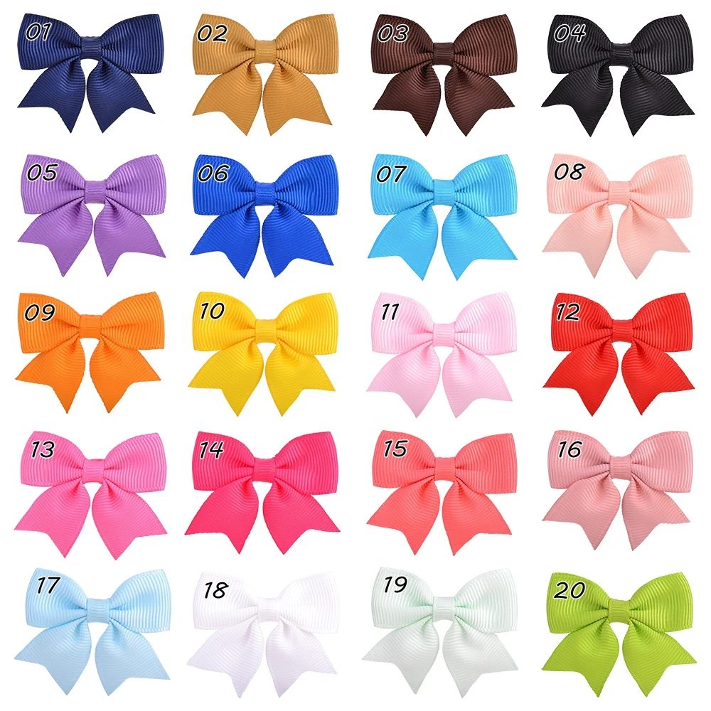 

20pcs/Lot Grosgrain Ribbon Bow Hairpin Girl's Hair Bows Boutique Solid Hair Clip Handmade Bowknot Clip For Kids Hair Accessories