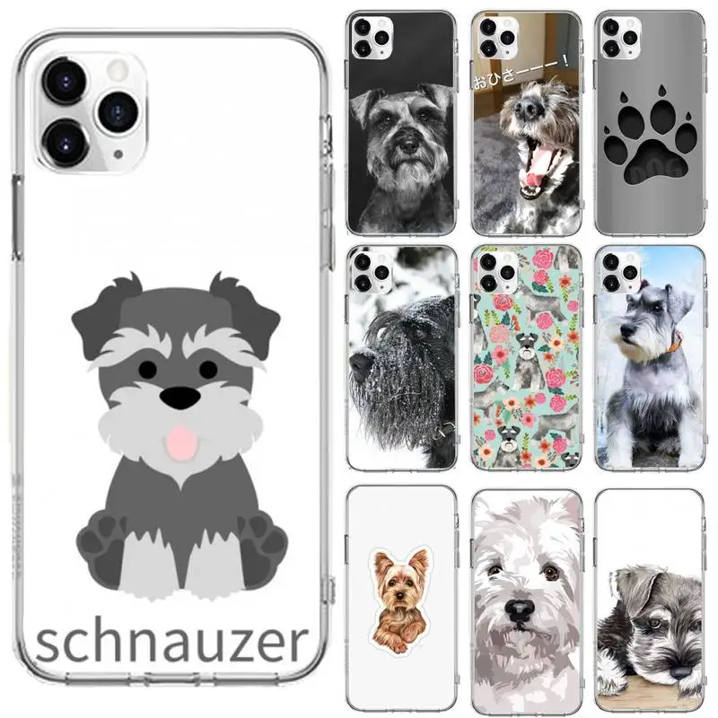 

Lovely Dogs Schnauzer Phone Case Transparent for iPhone 6 7 8 11 12 s mini pro X XS XR MAX Plus se cover funda shell