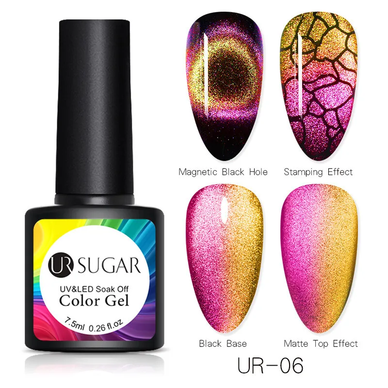 Ur Sugar 7,5 мл 9D Магнитный Гель-лак Хамелеон фиолетового цвета золота блестящие замачивающиеся УФ светодиодный Гель-лак дизайн ногтей гель - Цвет: 9D cat eye6