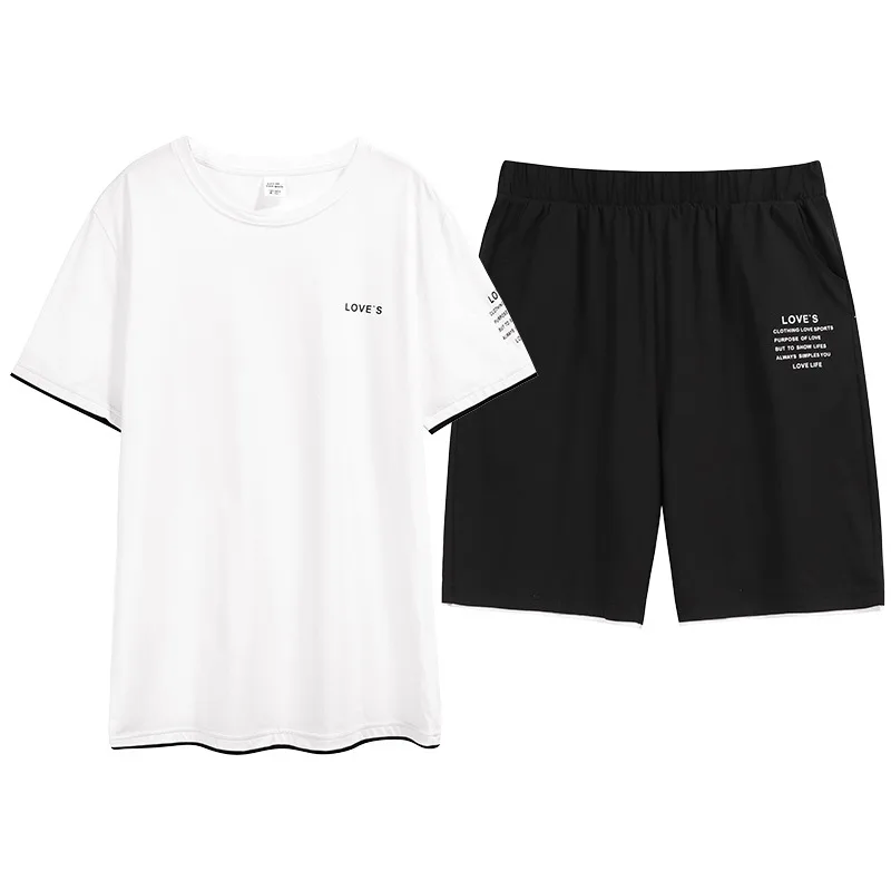 Cotton Letter Plus Size Pajamas Ensembles Homme Roupao Masculino Yellow O Neck Schlafanzug Casual Soft Loungewear Pyjama Short