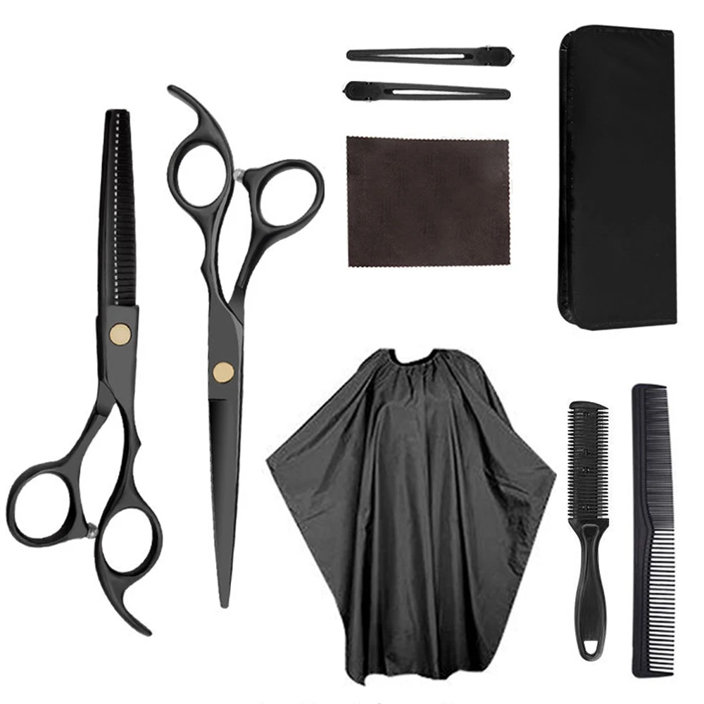 

7Pcs Hair Scissor Barber Hairdressing Cutting Professional Shear Stainless Steel Scissor Set Thinning Shears Barbershop Salon