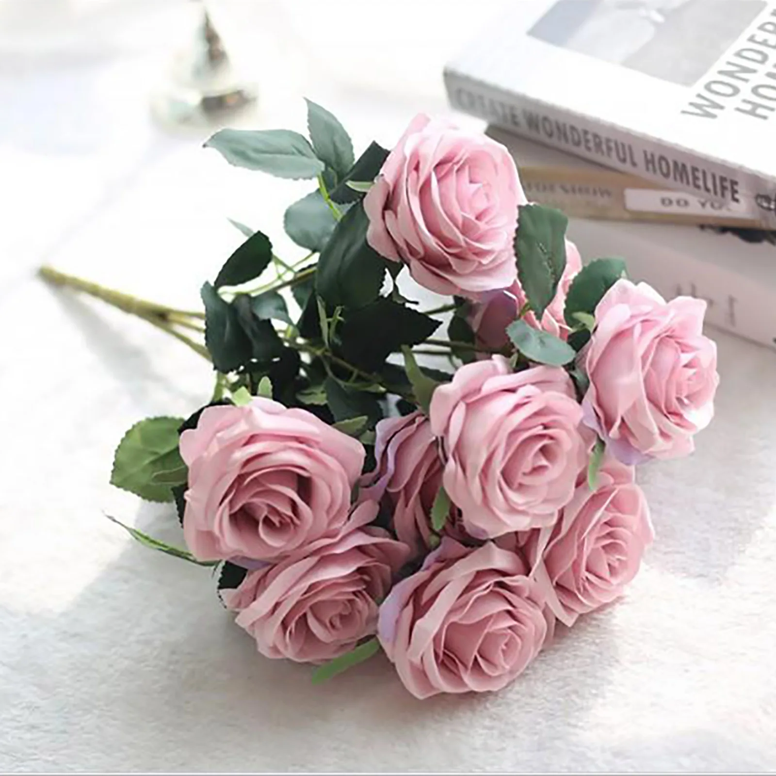 

Artificial Flower Bouquet Floral Ornaments Dining Table European-style 10 Heads Living Room French Style Decoration