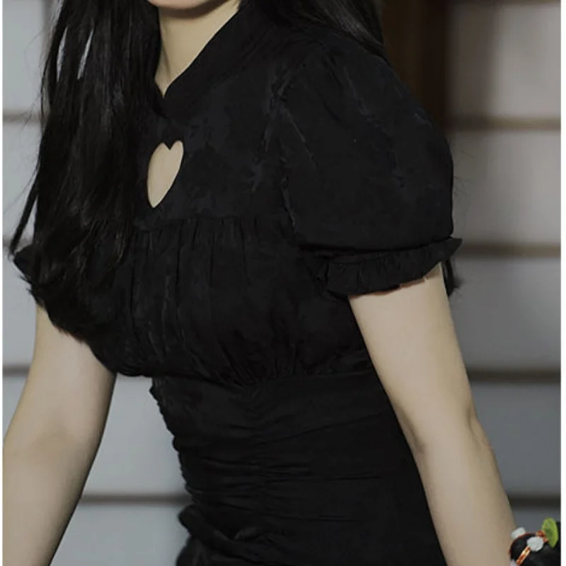 Черное винтажное женское платье облегающее дизайнерское элегантное мини-платье