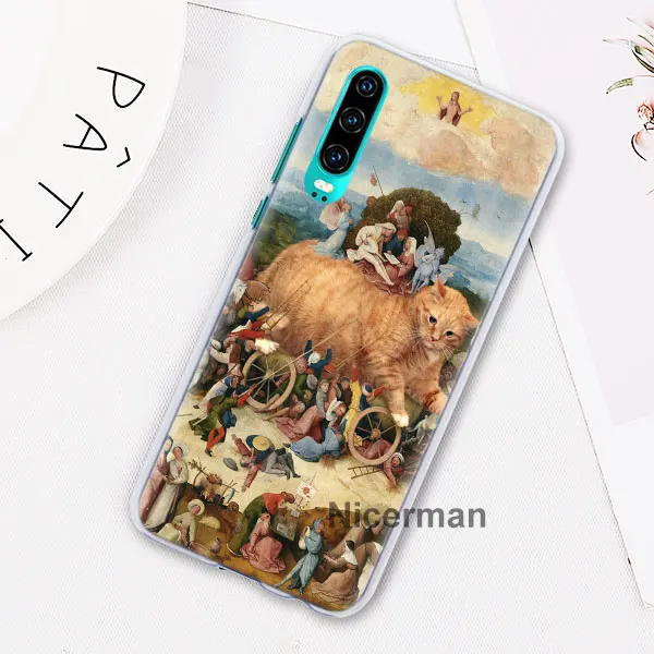 Забавный Pat Cat Art painting красочные милые чехлы для телефонов huawei P30 Pro P10 P20 Lite P30 Lite P Smart Plus Жесткий Чехол для ПК Co - Цвет: 14