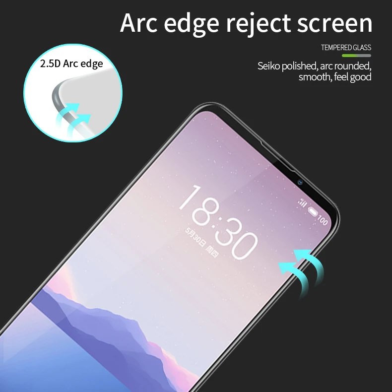 Для Meizu 16Xs закаленное стекло 2.5D изогнутое 9H полное покрытие протектор экрана для