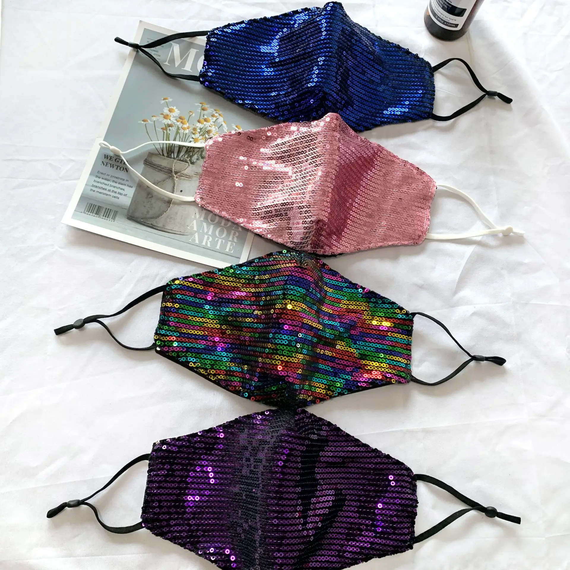 

7 Цвет блестки маска для лица для женщин блестящие Ice Silk дышащая пыли украшение для лица Аксессуары Крышка маска для лица Уход за кожей лица у...