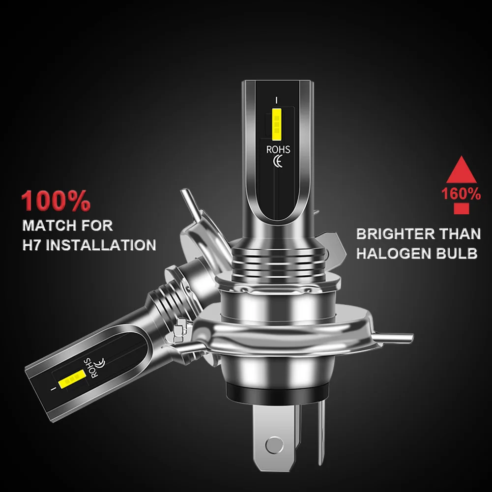 

Car Lights 1Pair H4 LED 80W 1860 CSP 5000LM/Set Lamp for Car Headlight 6000K White Replacement Fog Lights DRL Auto Accessories