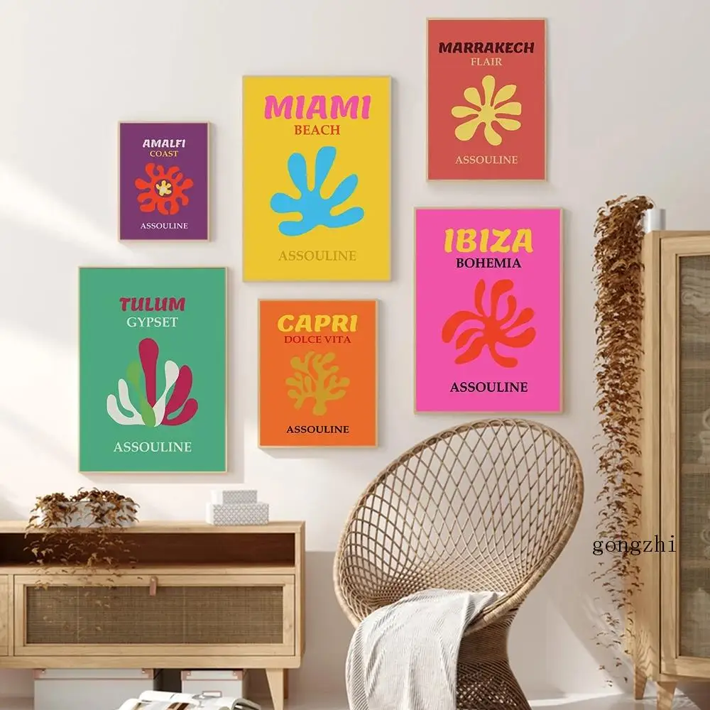 

Colorful Plants Nordic Travel Poster Ibiza Miami Marrakech Capri Canvas Painting and Prints Wall Art Pictures Living Room Decor