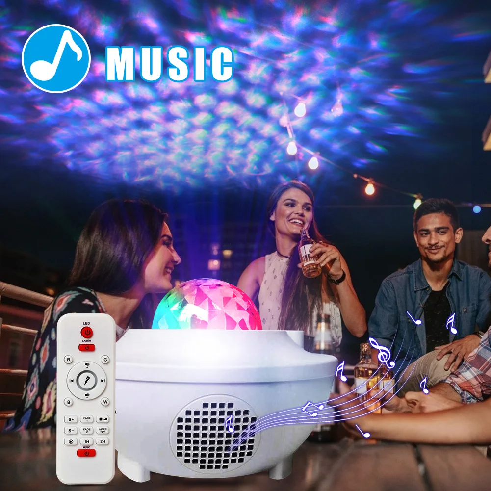 

LED Laser Projector Light Bluetooth-compatible Music Player Remote Control Disco Stage Lamp Children Bedroom Star Night Lamp