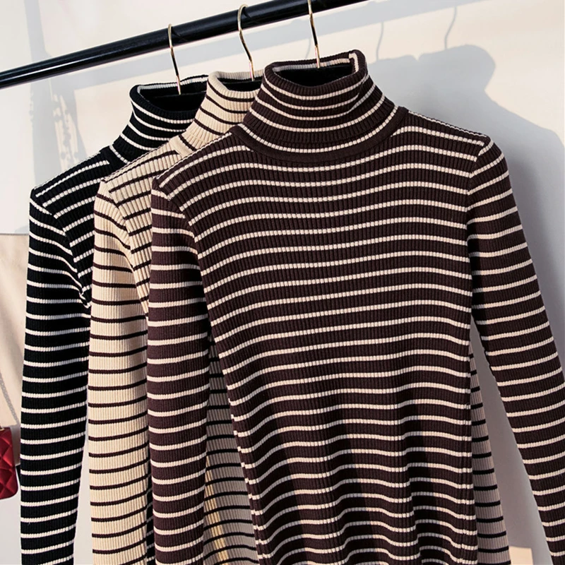 Повседневный Женский вязаный свитер с высоким воротником женский зимний мягкий