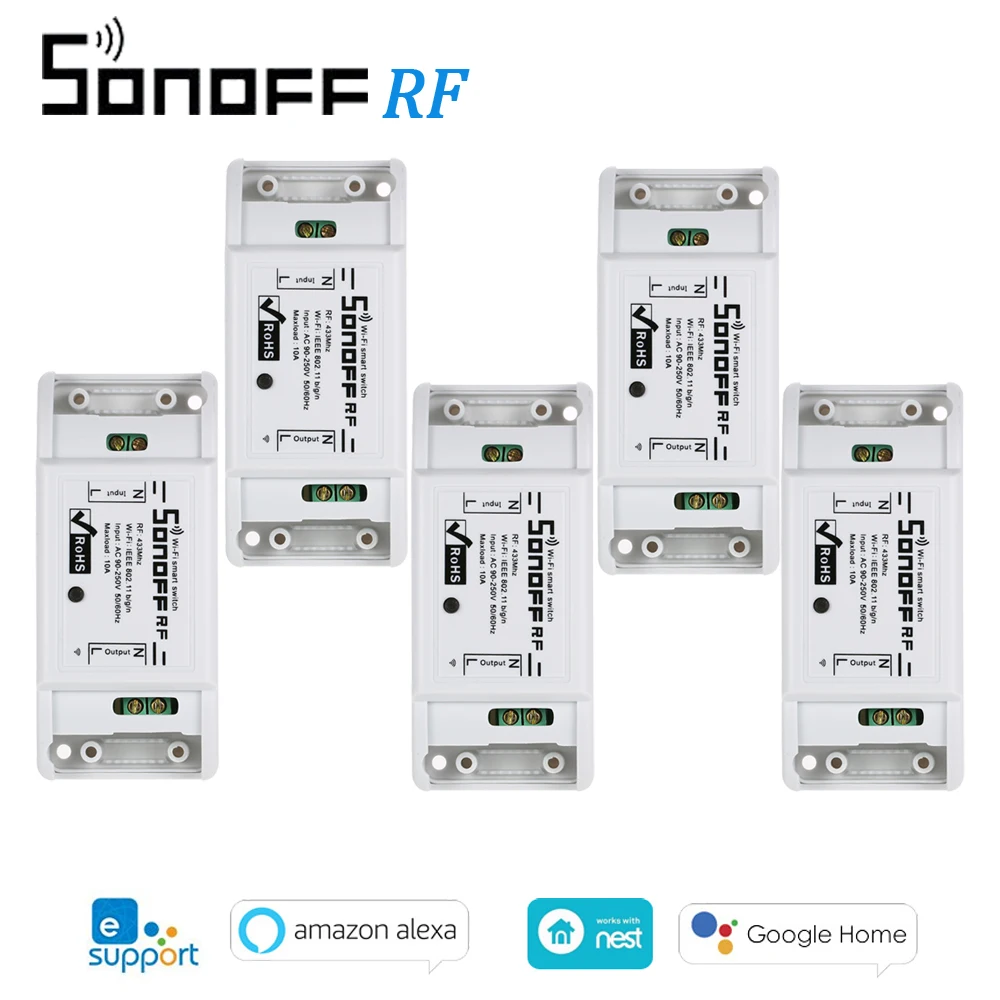 Смарт переключатель SONOFF RF 433 с поддержкой Wi Fi МГц 2200/433 Вт|Модули для умного дома| |