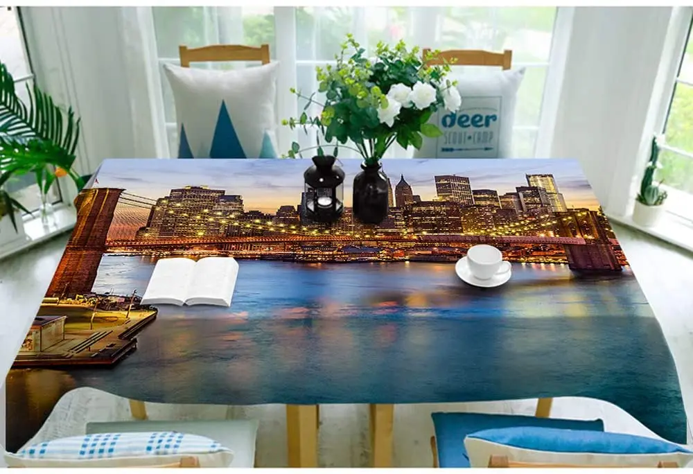Скатерть прямоугольная с рисунком Нью-Йорка | Дом и сад