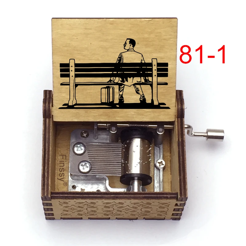 Деревянная музыкальная шкатулка Forrest Gump Музыкальная с цветным принтом для рук