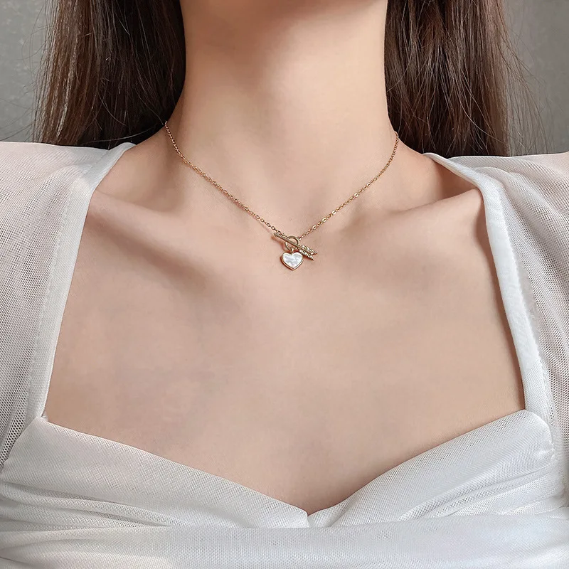 Ожерелье женское из титановой стали тонкая романтическая цепочка с кулоном в